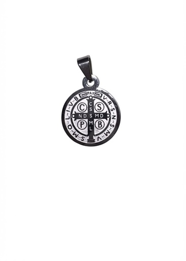 [MD.019] Medalla de San Benito en Acero 14mm plateada